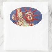 自由の女神7月4日ワードクラウド 楕円形シール (バッグ)