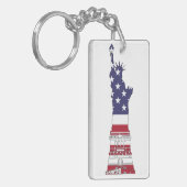 自由の女神，アメリカ国旗，星ストライプ像 キーホルダー (正面左)