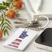 自由の女神，アメリカ国旗，星ストライプ像 キーホルダー (正面右)