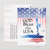 自由の女神 アメリカ国旗 祝福 ポストカード (正面/裏面)