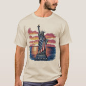 自由の女神 アメリカ国旗 Tシャツ (正面)