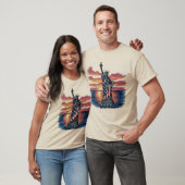 自由の女神 アメリカ国旗 Tシャツ (ユニセックス)
