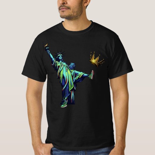 自由の女神 キック クラウン ステンシル アート | ヴィンテージ Tシャツ (正面)