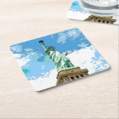 自由の女神 スクエアペーパーコースター (アングル)