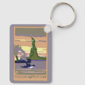 自由の女神，ニューヨーク，ヴィンテージ旅行 キーホルダー (裏面)