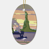 自由の女神，ニューヨーク，ヴィンテージ旅行 セラミックオーナメント (左)