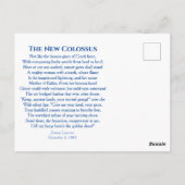 自由の女神、亡命者の母よ。 ポストカード (裏面)