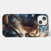 自由の女神 - 愛国主義アート iPhoneケース (裏面横)