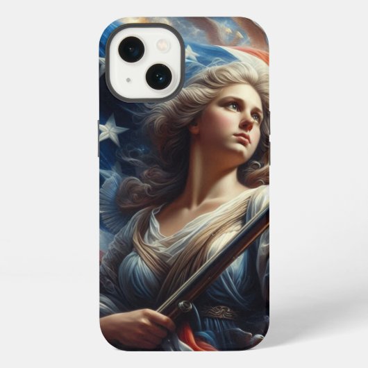 自由の女神 - 愛国主義アート iPhoneケース (裏面)