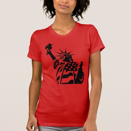 自由の女神 愛国心あふれる女性用Tシャツ - 7月4日  Tシャツ (正面)