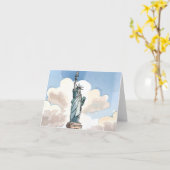 自由の女神 | 水彩ランドマーク カード (黄色い花)