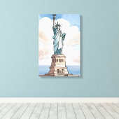 自由の女神 | 水彩ランドマーク キャンバスプリント (インサイチュ (ウッドフロア))