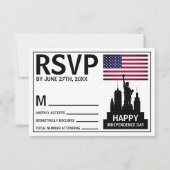 自由の女神，独立記念日RSVPカード 出欠カード (正面)