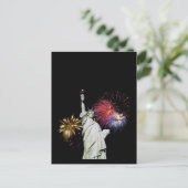 自由の女神 – 花火の背景 ポストカード (スタンド正面)