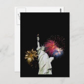 自由の女神 – 花火の背景 ポストカード (正面/裏面)
