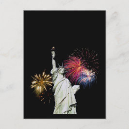 自由の女神 – 花火の背景 ポストカード