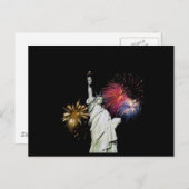 自由の女神 – 花火の背景 ポストカード (正面/裏面)