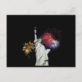 自由の女神 – 花火の背景 ポストカード