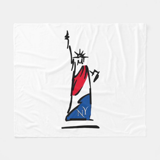 自由の女神NY赤と青 フリースブランケット (正面(横))
