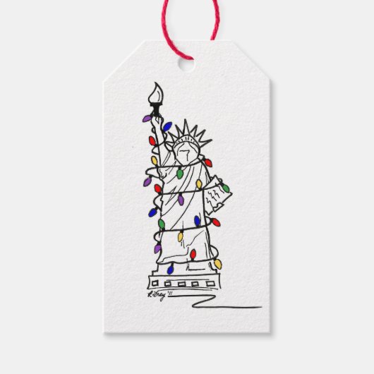 自由の女神NYCホリデーライトクリスマス ギフトタグ (正面)