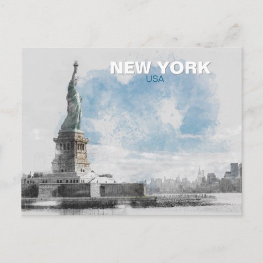 自由の女神USAホリデー – マンハッタンNYC シーズンポストカード (正面)