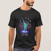 自由の女神USA 1776ニューヨーク市の愛国心 Tシャツ (正面)