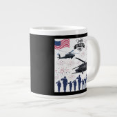 自由の守護者 ブラック ジャンボコーヒーマグカップ (正面右)
