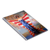 自由の愛国心が強い米国旗のヴィンテージの女性 ノートブック (右側)