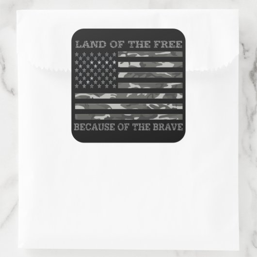 自由の愛国的な迷彩柄アメリカ国旗の土地 スクエアシール (バッグ)