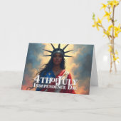 自由の新たな顔 – リアル Lady Liberty カード (黄色い花)