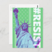 自由の旗の像RESISTアートポストカード ポストカード (正面/裏面)