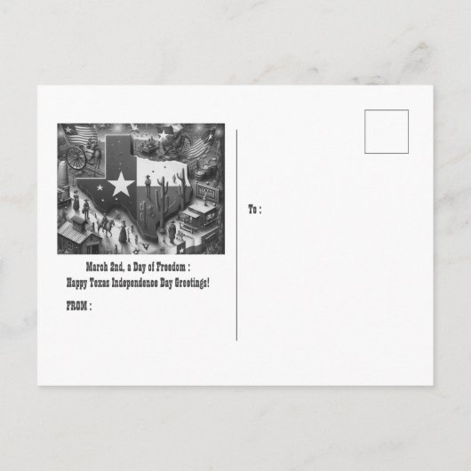 自由の日テキサス州独立記念日のご挨拶 ポストカード (裏面)