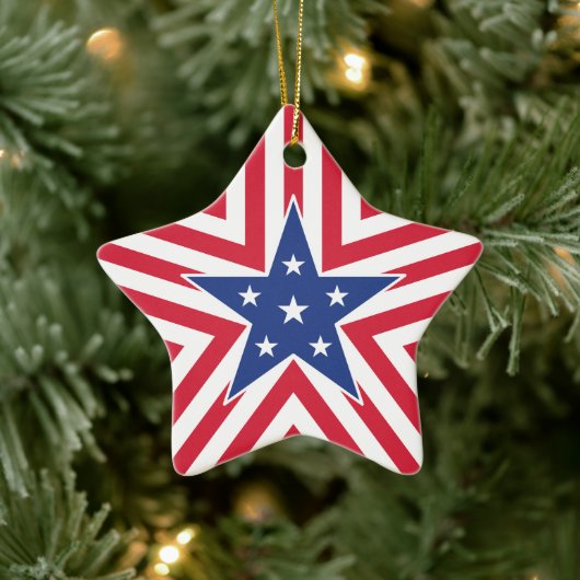 自由の星(ストライプ) セラミックオーナメント (ツリー)