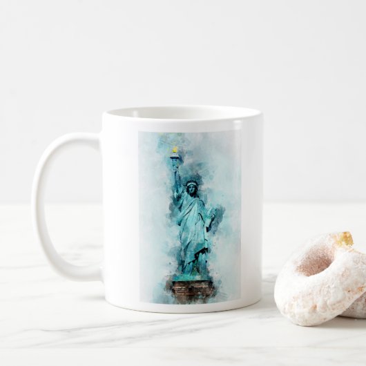 自由の水彩像 コーヒーマグカップ (ドーナツ)