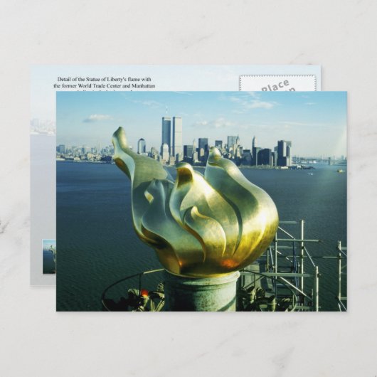 自由の炎とマンハッタンスカイラインの像 ポストカード (正面/裏面)