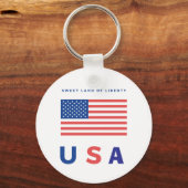 「自由の甘い国」アメリカ国旗 キーホルダー (正面)