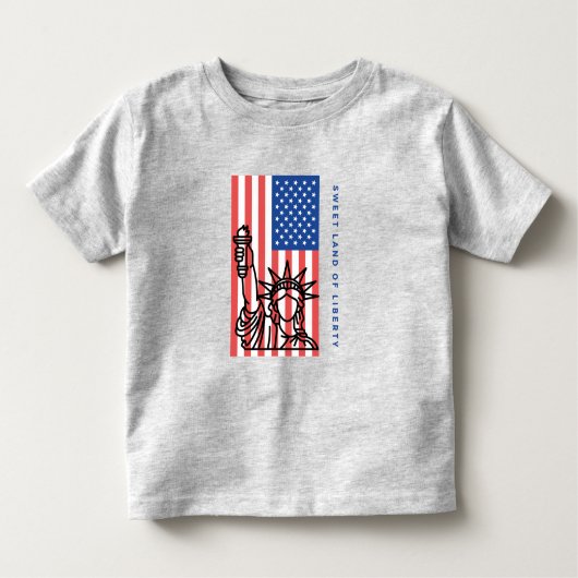 自由の甘い土地，アメリカ国旗， 7月4日 トドラーTシャツ (正面)