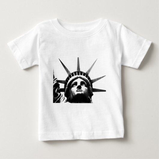 自由の白黒の像 ベビーTシャツ (正面)