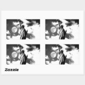 自由の白黒の像 長方形シール (シート)