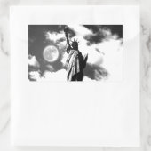 自由の白黒の像 長方形シール (バッグ)