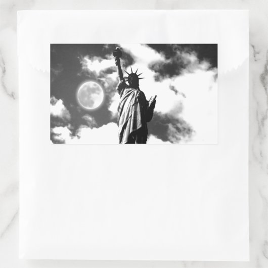 自由の白黒の像 長方形シール (バッグ)