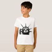自由の白黒の像 Tシャツ (正面フル)