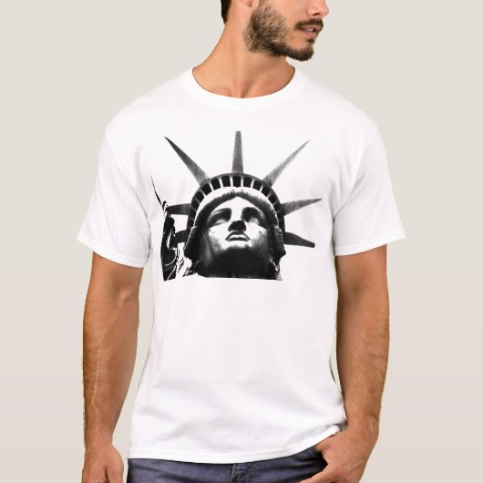 自由の白黒の像 Tシャツ (正面)
