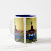 自由の絆を持つ日の出 ツートーンマグカップ (正面左)