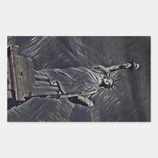 自由の絵画女神 長方形シール (正面)