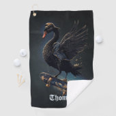 自由の翼スケートボード上の黒い白鳥。 ゴルフタオル (インサイチュ)