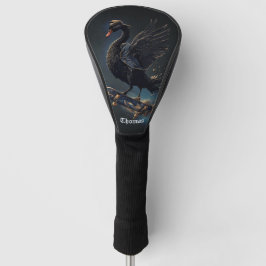 自由の翼スケートボード上の黒い白鳥。 ゴルフヘッドカバー