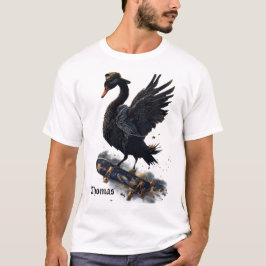 自由の翼スケートボード上の黒い白鳥。 Tシャツ