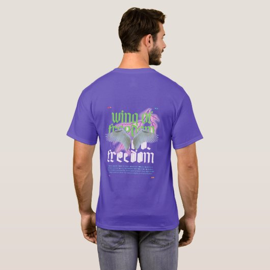 自由の翼強くあり続けろベーシックダークTシャツ Tシャツ (裏面フル)