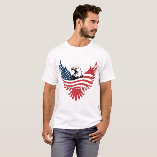 自由の翼 – アメリカン・イーグルUSA Tシャツ (正面フル)